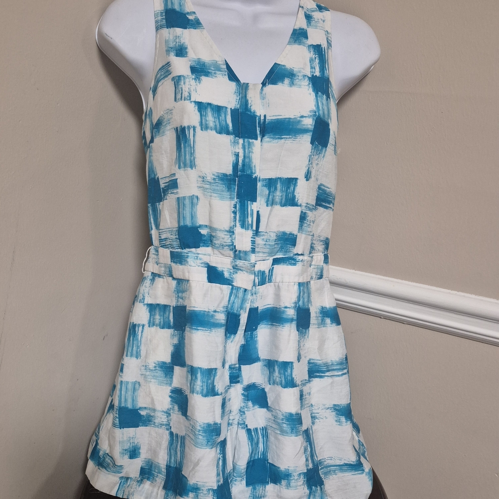 Armani Exchange Teal and White Checkered Tunic